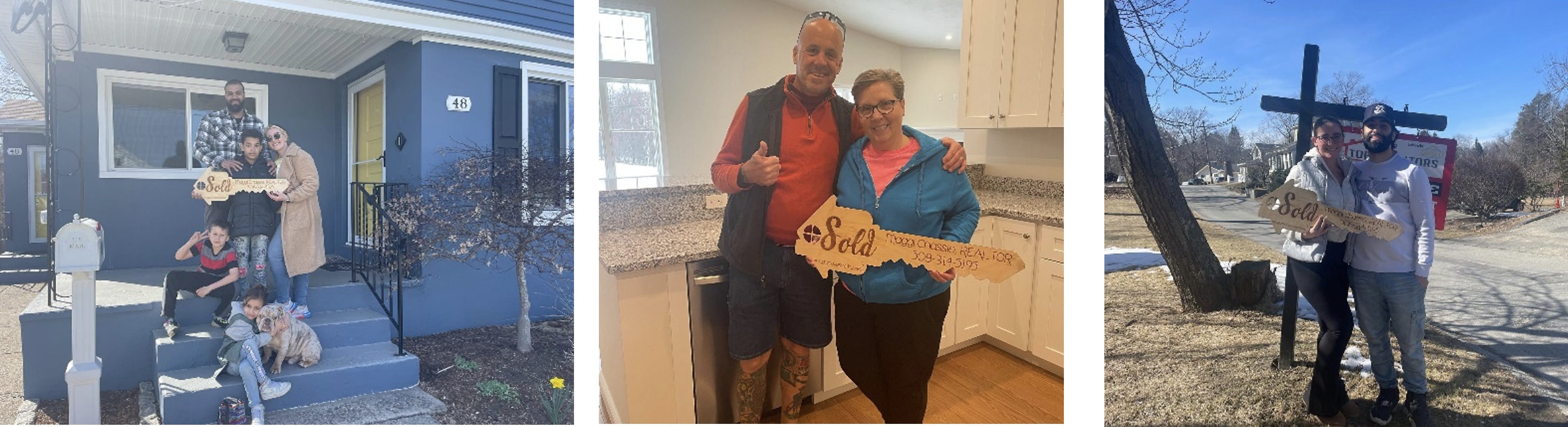 3 photos of happy homebuying and homeselling clients