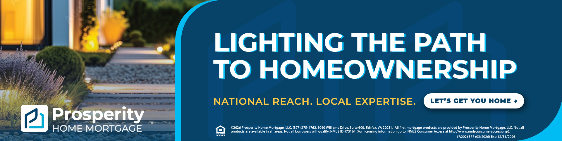 Lighting the path to homeownership. Prosperity Home Mortgage advertisement.