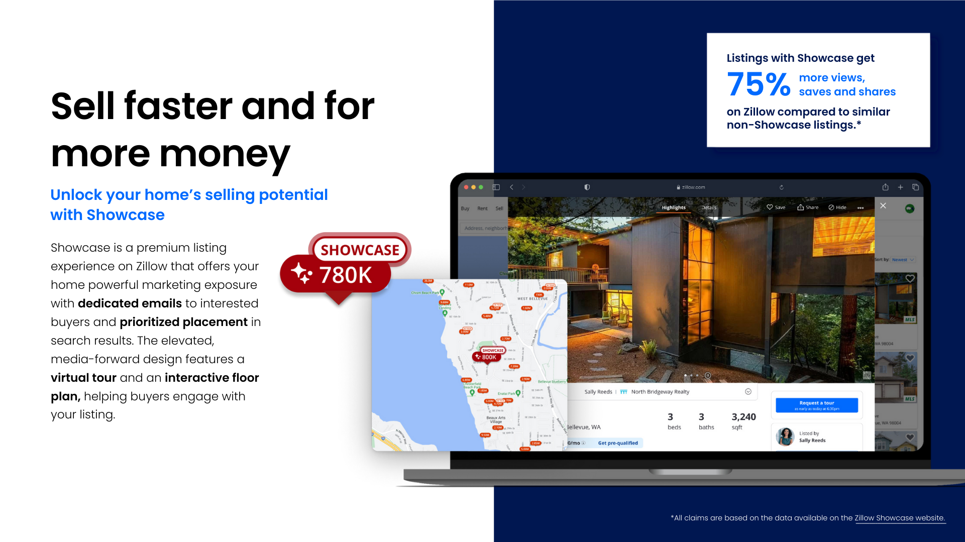 Unlock your home’s selling potential with Zillow Showcase. Showcase is a premium listing experience on Zillow that offers your home powerful marketing exposure with dedicated emails to interested buyers and prioritized placement in search results. The elevated, media-forward design features a virtual tour and an interactive floor plan, helping buyers engage with your listing.
